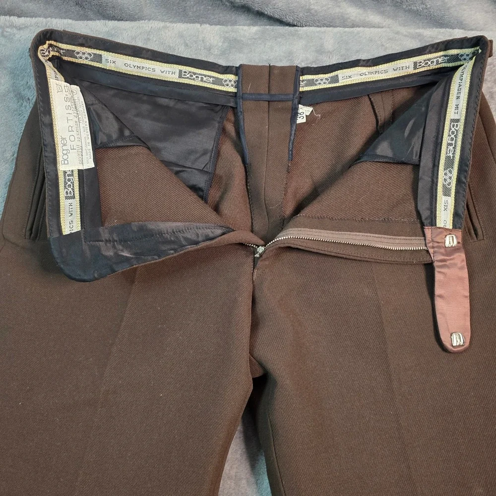 Bogner Fortiss Vintage Men Ski Pants 36 Brown Wool Blend Stirrup Western Germany